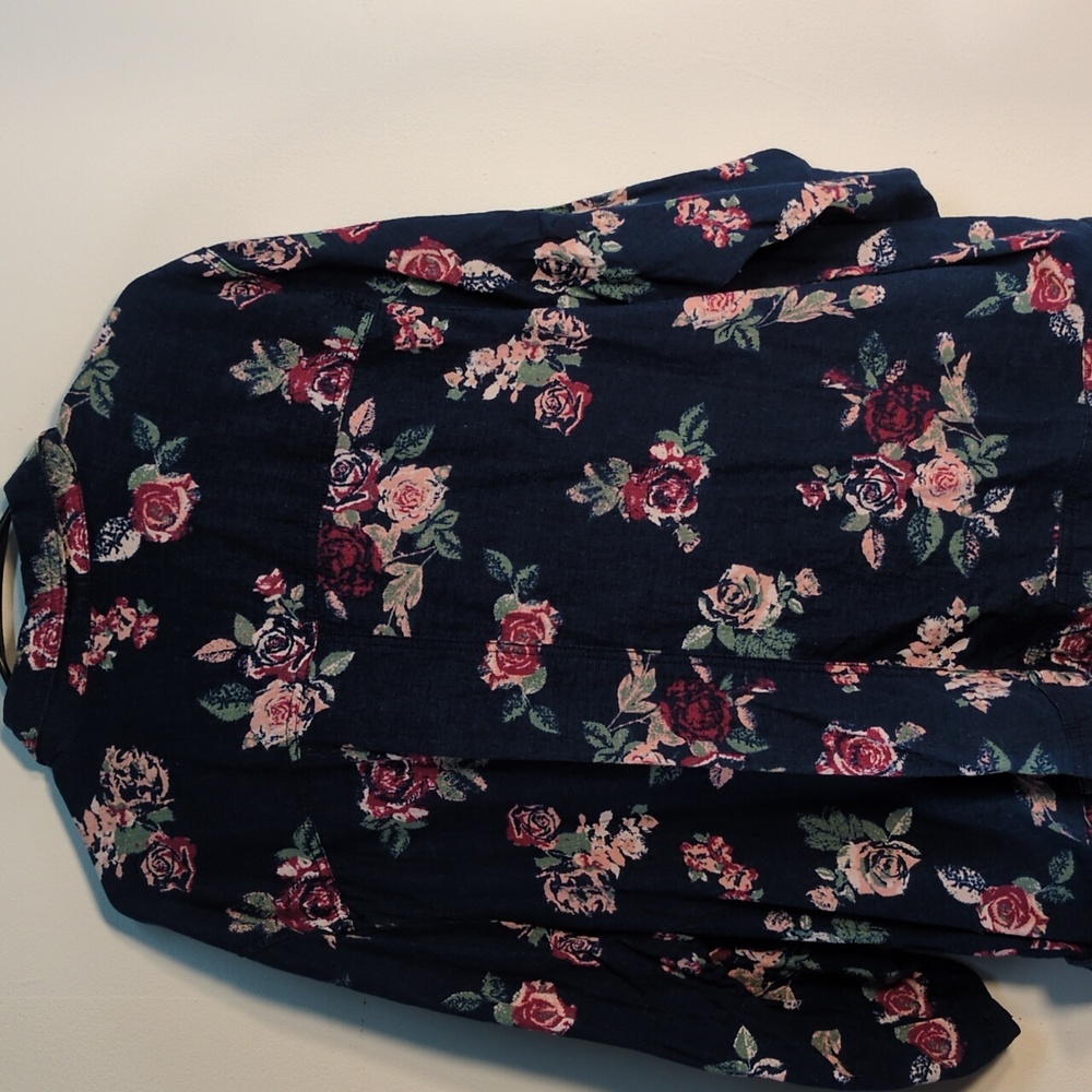 Maurices Navy Blue Pink Floral pattern jacket 3/4 sleeve Size 3X - Picture 8 of 8